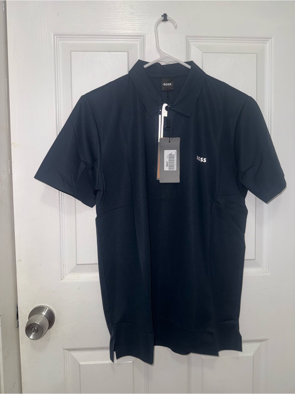 HUGO BOSS Men’s Performance Polo Shirt Dark Navy Blue Short Sleeve Size L NWT Sh